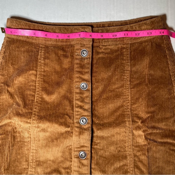 A Loves A Brown Corduroy Button‎ Fron Mini Skirt Size 2 Fall Fashion - Picture 7 of 7
